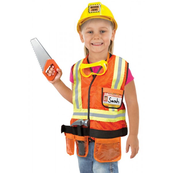 Solini le casque de chantier + le gilet de sécurité costume enfant